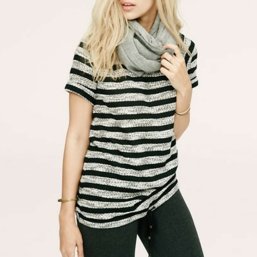 Lou & Grey Striped Textured Drawstring Top